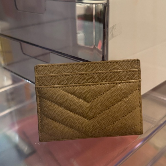 Yves Saint Laurent Tan Card Holder with Gold Logo - Picture 5 of 10